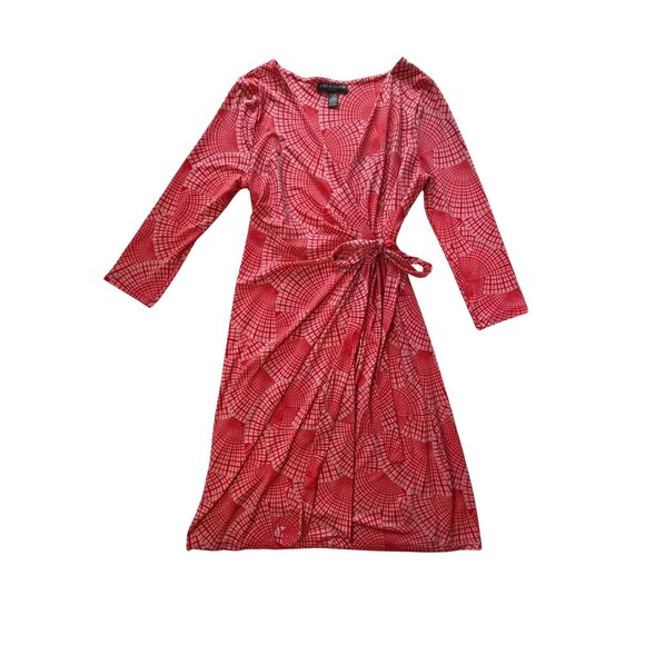 Pea in the Pod Maternity Wrap Dress Red White Geometric V-Neck‎ 3/4 Sleeves XS - Picture 9 of 15
